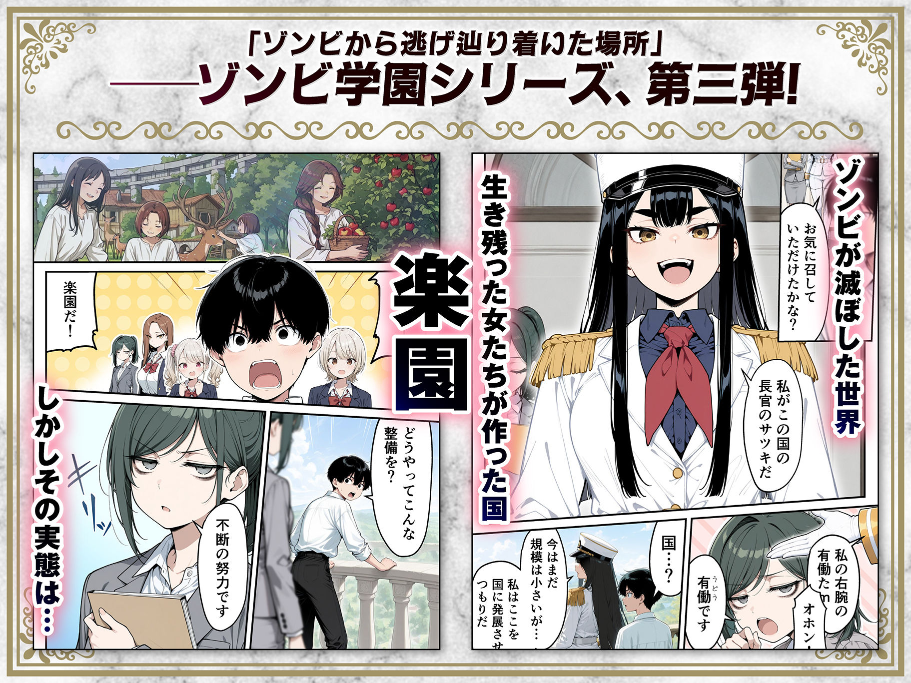 太眉おっぱい長官と貧乳ジト目副官にワクチンポな僕が搾精部屋へ閉じ込められる話 2枚目